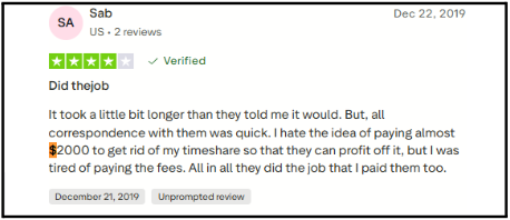 Customer Reviews and Ratings For Timeshare Specialists